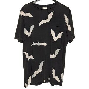 Saint Laurent SS19 Bat Prints Faded Black T-shirt
